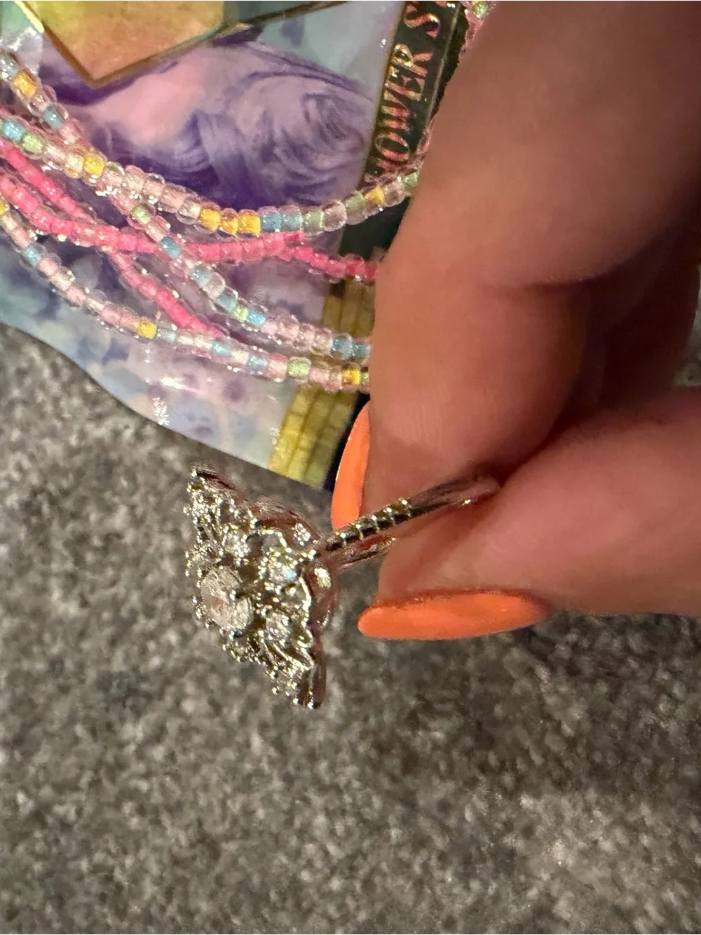 Sterling Silver White Halo Floral Ring - Elegant Women's Jewelry